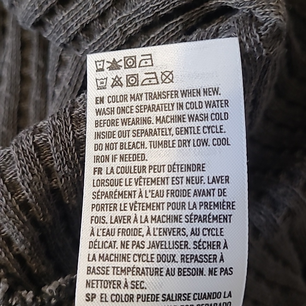 American Eagle Lived-in Gray M Waffle Knit Thermal Sweater Boxy Oversized Boho - Picture 6 of 11